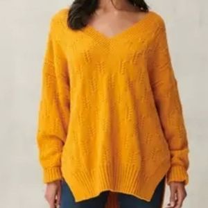 Lucky Brand Braided Oversized Knit Sweater Sunflower yellow